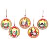 5PCS LED Light up Christmas Wooden Ornaments Set Santa s Snowman Luminous Christmas Tree Hanging Ornaments Wood Christmas Tree Decorations Xmas Holiday Home Party (Round) view 1
