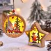 5PCS LED Light up Christmas Wooden Ornaments Set Santa s Snowman Luminous Christmas Tree Hanging Ornaments Wood Christmas Tree Decorations Xmas Holiday Home Party (Round) view 2