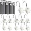 Gcroet Halloween Shower Curtain Hooks 12Pcs S Shape Ghost Cute Shower Curtain Hooks Hold 5KG Rust-Resistant Puch-Free Shower Rings Clothes Hangers for Bathroom Kitchen.. view 1