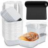 60 Pack 10oz Mini Disposable Cake Pans with Lids, Aluminum Foil Square Baking Cups, 4.4x4.4 Large Baking Cake Tins Cup Cake Containers with Lids for Thanksgiving Christmas Individual Cakes view 1