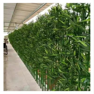 3 4 5 6 6.5 7 ft Tall Artificial Bamboo Stalks with Leaves - Large Faux Bamboo Silk Fake Plants Trees Patio Privacy Screen Fence DIY Decor, Indoor Outdoor Room Divider Greenery Wall(5 Bamboo,1.5m/4.9f