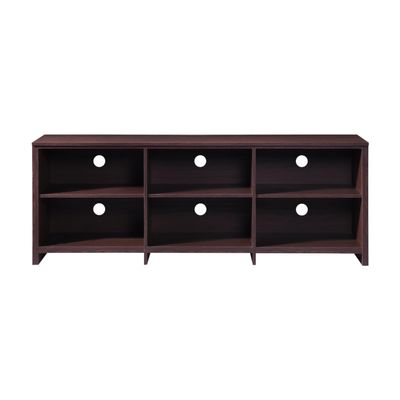 Andmakers 65 in. Walnut Modern TV Stand for TVs Up to 72" with 6 Open Shelves, Modern Entertainment Center with Storage, TV Console Table Media Cabinet for Living Room, Bedroom and Office