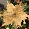 10'' Large Christmas Glitter Poinsettia Flowers Decorations, stadeco 10 Pcs Christmas Tree Picks Ornaments Artificial Flowers with Long Stems for Xmas Tree Wreath Garland Wedding Party DIY Decor view 1