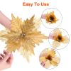 10'' Large Christmas Glitter Poinsettia Flowers Decorations, stadeco 10 Pcs Christmas Tree Picks Ornaments Artificial Flowers with Long Stems for Xmas Tree Wreath Garland Wedding Party DIY Decor view 3