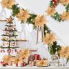 10'' Large Christmas Glitter Poinsettia Flowers Decorations, stadeco 10 Pcs Christmas Tree Picks Ornaments Artificial Flowers with Long Stems for Xmas Tree Wreath Garland Wedding Party DIY Decor view 4