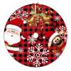 Red Christmas Tree Skirt Snowman Xmas Tree Skirt with Santa Claus Snowflaks Tree Mat Ornaments Red Black Buffalo Plaid Edge Rustic for Merry Christmas Holiday Party New Years 36 Inches view 3