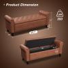 FiveWillowise 55 Inch Bedroom Storage Bench, Faux Leather End of Bed Bench with Storage, Upholstered Ottoman Foot Rest with Rolled Arms for Bedroom, Living Room, Apartment, Brown view 2