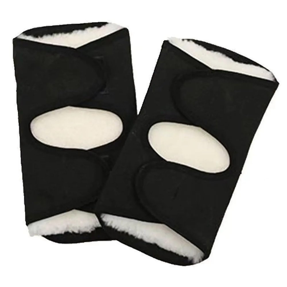 HDNSAUD Winter Protective Knee Pads 2pcs Winter Outdoor Sports Warm Lengthened Knee Pads Protector Protective Elastic Wool Thermal Plush Kneepad Kneecap Kneelet(Black,XL)