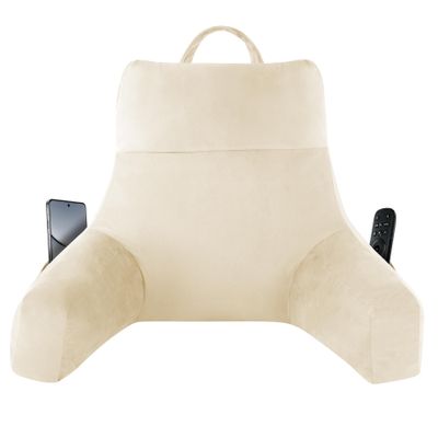 IPYNBAP Back Pillow for Bed Sitting up, Reading Pillow for Sitting in Bed Adult, Back Support Pillow, Memory Foam Sit up Lounge Backrest Pillow with Arms for TV, Couch, Chair, Dorm, 18 Inch, Beige