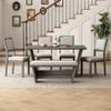 6-Piece Retro Dining Set, 1 Rectangular Table with Stable Trapezoidal Table Base and 4 Upholstered Chairs and 1 Bench for Dining Room and Kitchen (Gray#127) view 2