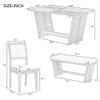 6-Piece Retro Dining Set, 1 Rectangular Table with Stable Trapezoidal Table Base and 4 Upholstered Chairs and 1 Bench for Dining Room and Kitchen (Gray#127) view 3