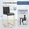 Rejeke Bar Stools Set of 2,25" Counter Height Bar Stools,Gold Bar Stool with Soft Faux Leather Backrest & Sturdy Metal Footrest,Black Bar Height Stools for Kitchen Island Pub Home view 2