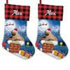 GUGLILI Funny Sloth & Bradypod Stay in The Chimney Christmas Stocking Red Bufflo Plaid Custom Stockings Holiday Xmas Christmas Decorations for Family Friend 14 Inch 2 Pack view 1