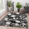 Black and White Rug 3D Illusion Rug Skeleton Throw Rug Horror Themed Room Decoration Small Carpet Rug Washable Door Mats Indoor 2'x3' view 2