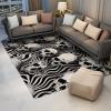 Black and White Rug 3D Illusion Rug Skeleton Throw Rug Horror Themed Room Decoration Small Carpet Rug Washable Door Mats Indoor 2'x3' view 3