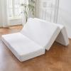BYBYME Tri-Folding Corduroy Mattress, 6 Inches Gel Folding Mattress Topper, Foldable Soft Guest Bed Camping Pad, Washable Cover (Beige, Full) view 1