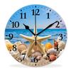 Kyvita Non-Ticking Sweep Movement Wall Clock Battery Operated Analog Wall Clocks Decorative for Bedroom-Beach Paintings of Shells and Starfish with The Blue Sea(14inch) view 1
