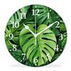 Kyvita Battery Operated Quartz Wall Clocks Non-Ticking Silent Modern Wall Clocks Decorative for Office-Lush Tropical Leaf Palm Tree with Green Leaves(10inch) view 1