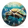 Kyvita Non-Ticking Silent Wall Clocks Battery Operated Personalized Decor Clock with Photo for Bathroom-Green Sea Turtle Swim in The Sea(14inch) view 1