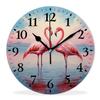 Kyvita Modern Wall Clock Silent Non-Ticking Clock Quartz Battery Operated Analog Clock Decorative for Living Room-Flamingos Form Hearts on The Lake(12inch) view 1