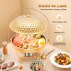 8.5 QT Chafing Dish Buffet Set, Round Stainless Steel Chafer Buffet Servers and Warmers Set, Warming Tray with Lid and Diamond Holder for Wedding, Parties, Banquet, Events (Gold, 8.5QT) view 2