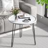 GizmoSynth Patio Table, 23.62" Small Round Coffee Table, Home Apartment Dining Desk, Living Room Window Coffee Tables with Marble Pattern and Iron Frame view 2
