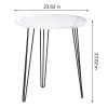 GizmoSynth Patio Table, 23.62" Small Round Coffee Table, Home Apartment Dining Desk, Living Room Window Coffee Tables with Marble Pattern and Iron Frame view 3