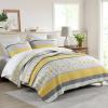 Quilta 100% Cotton Quilt Set Queen Size - Yellow Floral Bedspread Queen, Lightweight and Soft Quilts Bedding Set with Flower Pattern, Striped Coverlet for All Seasons with 1 Quilt 2 Pillow Shams view 1