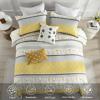 Quilta 100% Cotton Quilt Set Queen Size - Yellow Floral Bedspread Queen, Lightweight and Soft Quilts Bedding Set with Flower Pattern, Striped Coverlet for All Seasons with 1 Quilt 2 Pillow Shams view 3