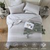 Quilta 100% Cotton Quilt Set Queen Size - Gray Striped Farmhouse Quilt Bedding Set, Soft Lightweight Bedspread, Home Decor Comforter Coverlet 3pcs for All Seasons, Gray/White view 4