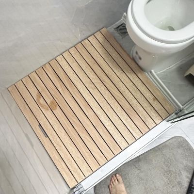 Vibeo Wood Bath Mat Natural Cedar Wooden Bathroom Mat, Non Slip & Waterproof Outdoor Shower Floor Mat, Wood Shower Mat, Large Bathtub Mat/Bath Accessories(100cmx120cm(39.4inx47.2in))