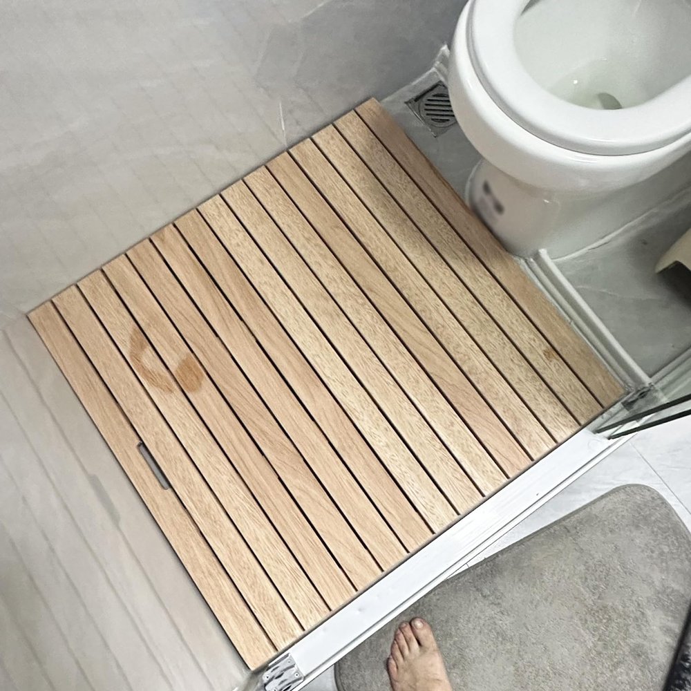 Vibeo Wood Bath Mat Natural Cedar Wooden Bathroom Mat, Non Slip & Waterproof Outdoor Shower Floor Mat, Wood Shower Mat, Large Bathtub Mat/Bath Accessories(100cmx120cm(39.4inx47.2in))