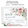 Party Beautifully Pink Rose Wedding Invitations, Garden Floral, Personalized, Set of 12 Invitations with Envelopes view 3