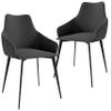 LeisureMod Dining Chair Ergonomic Armchairs Upholstered in Leather with Powder-Coated Iron Legs for Modern Home and Kitchen Sonnet Collection Set of 2 in Grey view 1