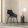 LeisureMod Dining Chair Ergonomic Armchairs Upholstered in Leather with Powder-Coated Iron Legs for Modern Home and Kitchen Sonnet Collection Set of 2 in Grey view 2