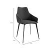 LeisureMod Dining Chair Ergonomic Armchairs Upholstered in Leather with Powder-Coated Iron Legs for Modern Home and Kitchen Sonnet Collection Set of 2 in Grey view 3