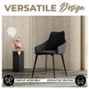 LeisureMod Dining Chair Ergonomic Armchairs Upholstered in Leather with Powder-Coated Iron Legs for Modern Home and Kitchen Sonnet Collection Set of 2 in Grey view 4