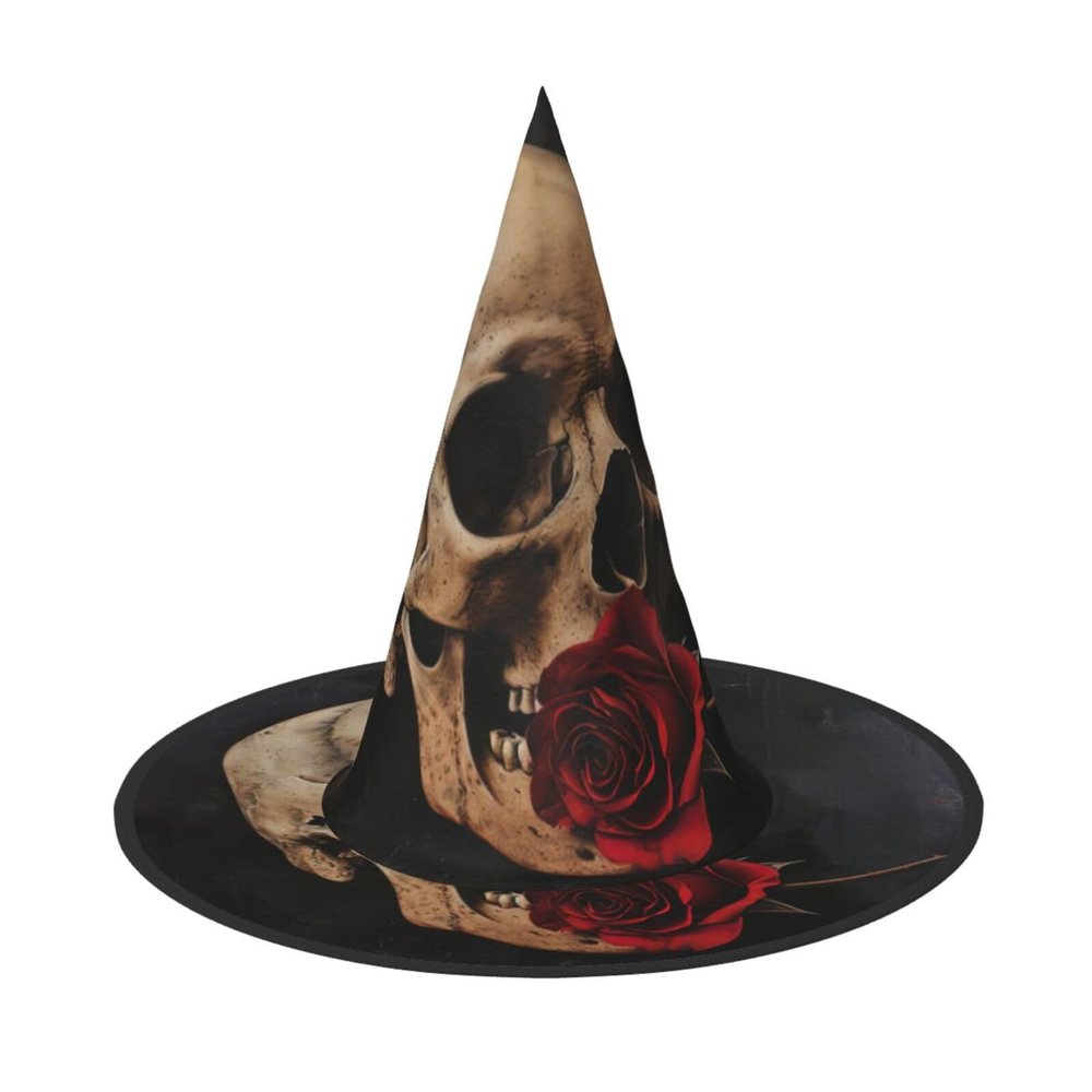 Juandeng Skull And Red Rose Halloween Witch Hats Witch Costume Accessory Halloween Party Decorations For Adults