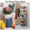 Commercial Throw Pillow Storage Rack, Retail Store Hotel Square Cushion Display Shelf Floor Standing, White Black Iron Frame, 60x60x200cm(White) view 4