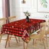Laeacco 60x102 inch Christmas Tablecloth Red Black Plaid Table Cloth Xmas Santa Claus Snowman Elk Rectangle Tablecloth Washable Wrinkle Free Table Cover for Xmas New Year Kitchen Dining Room Decor view 1