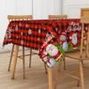 Laeacco 60x102 inch Christmas Tablecloth Red Black Plaid Table Cloth Xmas Santa Claus Snowman Elk Rectangle Tablecloth Washable Wrinkle Free Table Cover for Xmas New Year Kitchen Dining Room Decor view 4