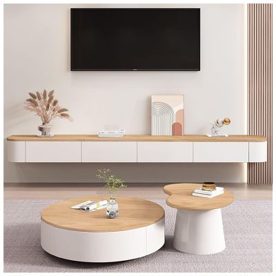 KSYGINXD Space Saving Floating TV Cabinet Wall-Mounted Media Console with Cable Management & Ample Storage for Any Room(Brown,140x24x20cm)