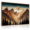 HLNIUC Large Mountain Wall Art, Tree Ring Wood Nature 40"x20" Framed Wall Decor, Rustic Desert Canvas Painting, Brown Abstract Landscape Art Print for Living Room, Bedroom, Office view 1