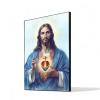Sacred Heart Wall Decor,Sacred Heart of Jesus,lds Art,Religious Pictures,Large Modern Framed Christian Wall Art,Jesus Painting Wall Art for Prayer Room,Church,Ready to Hang (Black Metal Framed, 32"Wx48"H/82x122cm) view 1