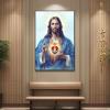 Sacred Heart Wall Decor,Sacred Heart of Jesus,lds Art,Religious Pictures,Large Modern Framed Christian Wall Art,Jesus Painting Wall Art for Prayer Room,Church,Ready to Hang (Black Metal Framed, 32"Wx48"H/82x122cm) view 2