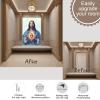 Sacred Heart Wall Decor,Sacred Heart of Jesus,lds Art,Religious Pictures,Large Modern Framed Christian Wall Art,Jesus Painting Wall Art for Prayer Room,Church,Ready to Hang (Black Metal Framed, 32"Wx48"H/82x122cm) view 4