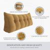 Fully Stuffed Thicken Headboard Pillow Full Padded Headboard Soft and Firm Support Large Bolster Triangular Bed Wedge Pillow Backrest Positioning Bed Rest Reading Pillows for Bed Corduroy Camel view 3