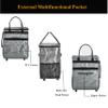 Reusable Grocery Bag On Wheels Large Capacity Shopping Trolley Foldable Rolling Tote with Outside Pocket, Heavy Duty Handle (Silver, Large) view 3