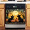 Moon Black Cat Decorative Dishwasher Magnet Cover Kitchen Decor Halloween Pumpkin Sticker Refrigerator Front Door Cover Funny Dishwasher Decal 23"x17" view 1