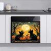 Moon Black Cat Decorative Dishwasher Magnet Cover Kitchen Decor Halloween Pumpkin Sticker Refrigerator Front Door Cover Funny Dishwasher Decal 23"x17" view 2